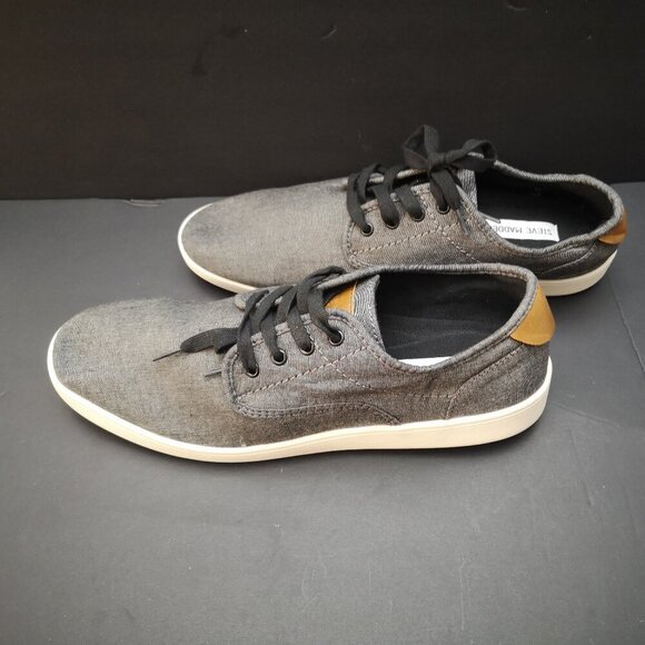 Steve Madden Men's Size 11.5 Dark Grey Lace Closure Fenta Deck Shoes - Picture 2 of 8